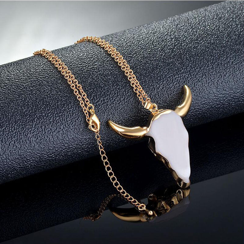 Hip-hop Street Bull Bone Necklace Retro Domineering Gold-clad
