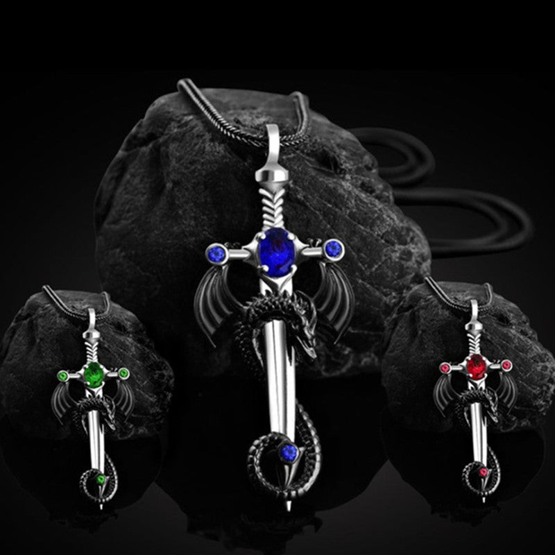 Men's Retro Dragon Sword Hip Hop All-match Necklace Pendant