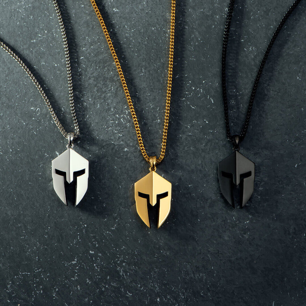 Classic Minimalist Hero Of Sparta Mask Pendant Necklace Man's Stainless Steel Necklace Titanium Steel Ornament