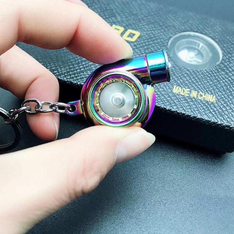 Car Turbo Keychain Metal Creativity High-grade Luminous LED Turbine Key Ring Pendant