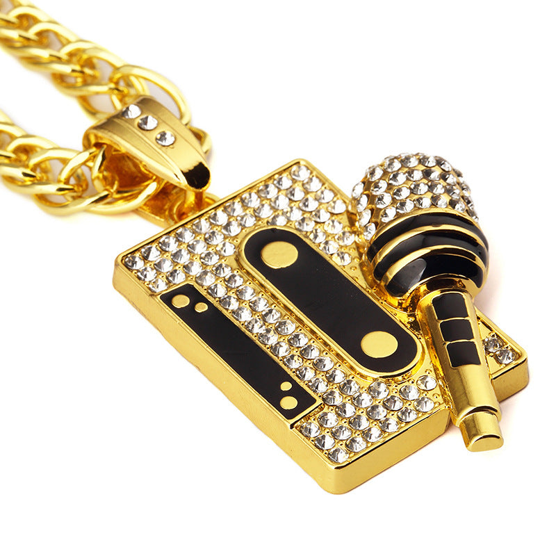 Tape microphone pendant necklace