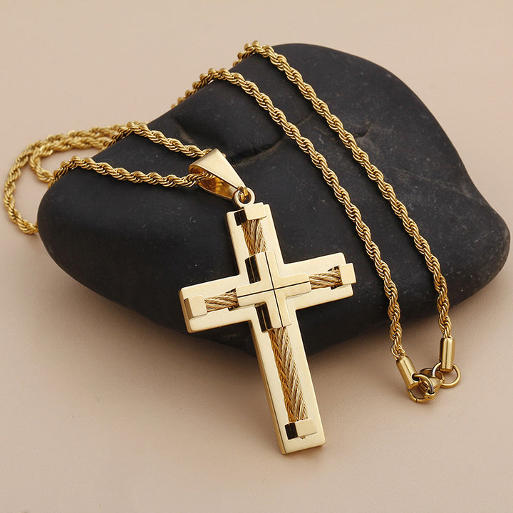 Titanium Steel Jewelry Cross Pendant Stainless Steel Men's Necklace