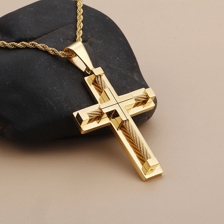 Titanium Steel Jewelry Cross Pendant Stainless Steel Men's Necklace