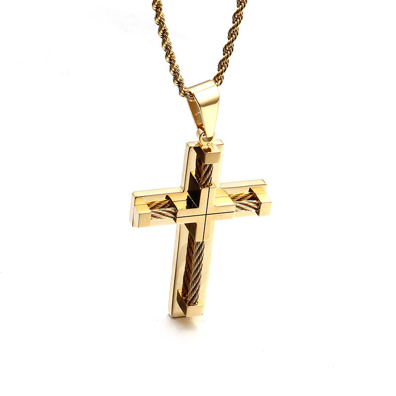 Titanium Steel Jewelry Cross Pendant Stainless Steel Men's Necklace