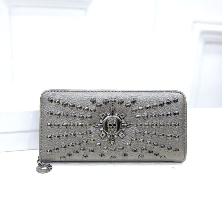 Rivet Single Zipper Wallet Clutch Bag Multi-card Pocket Wallet