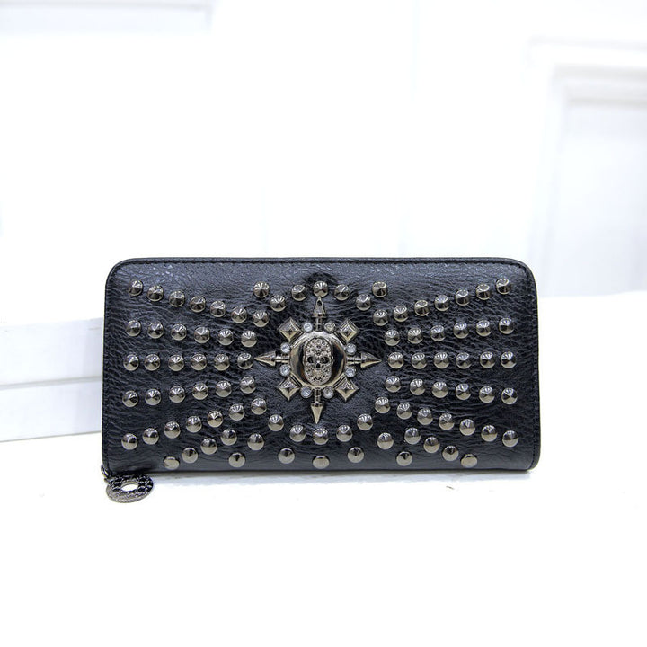 Rivet Single Zipper Wallet Clutch Bag Multi-card Pocket Wallet