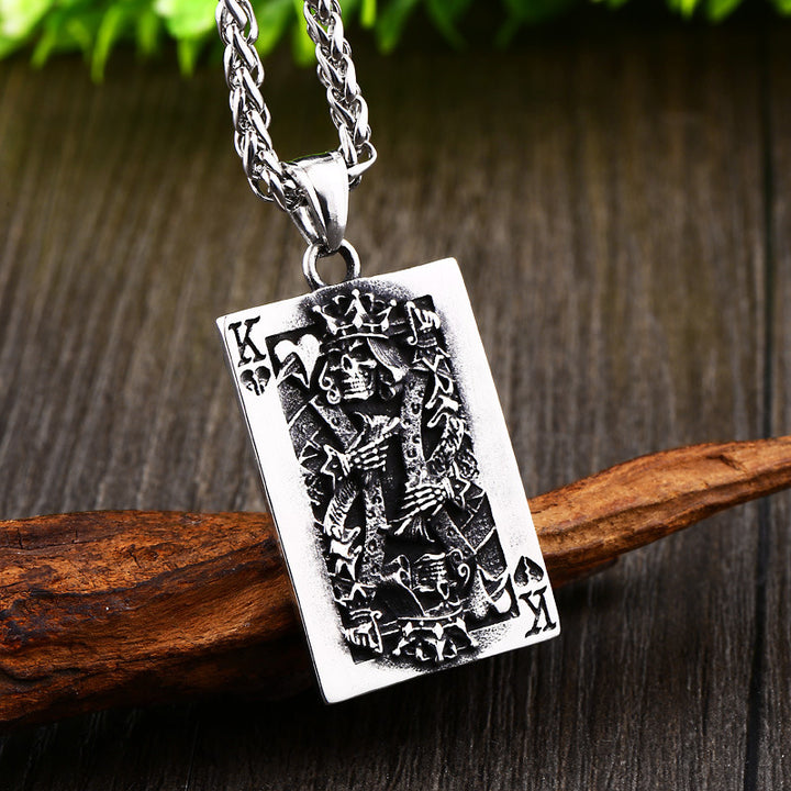 Jewelry Poker King Spades K Men'S Pendant Titanium Steel Personalized Fashion Tag Necklace