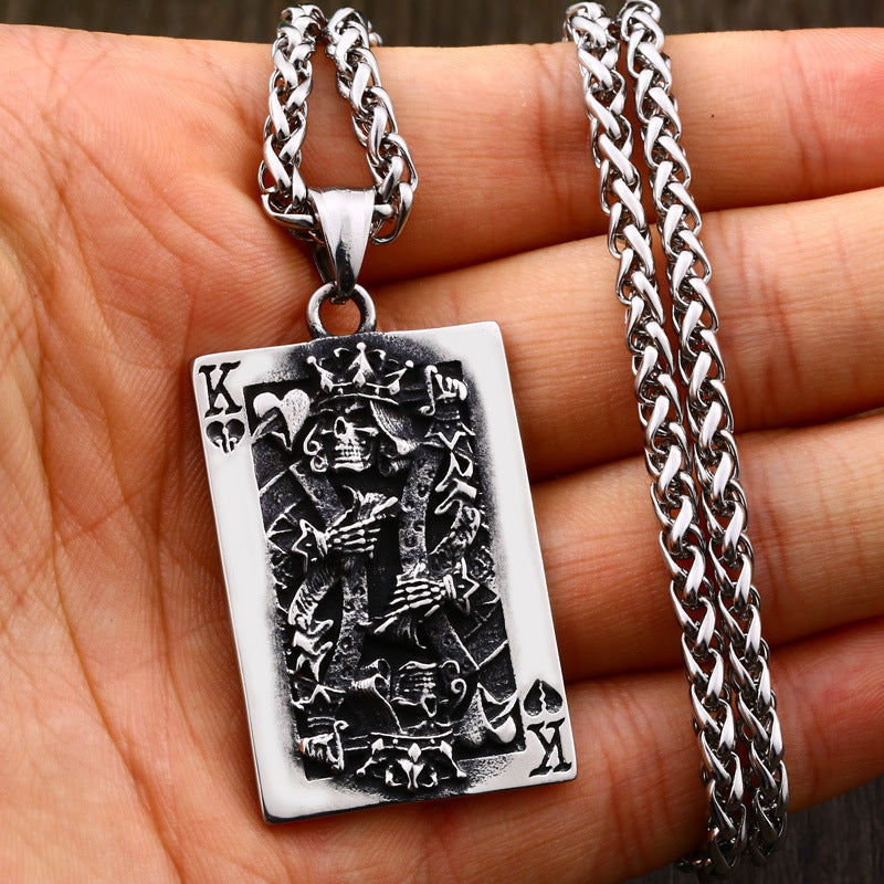 Jewelry Poker King Spades K Men'S Pendant Titanium Steel Personalized Fashion Tag Necklace