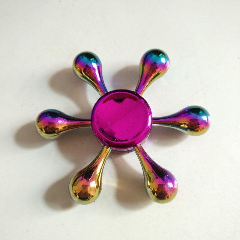 Rainbow Fidget Spinner Edc Hand Toy Metal Adhd Finger Tri Focus Brass New Kids