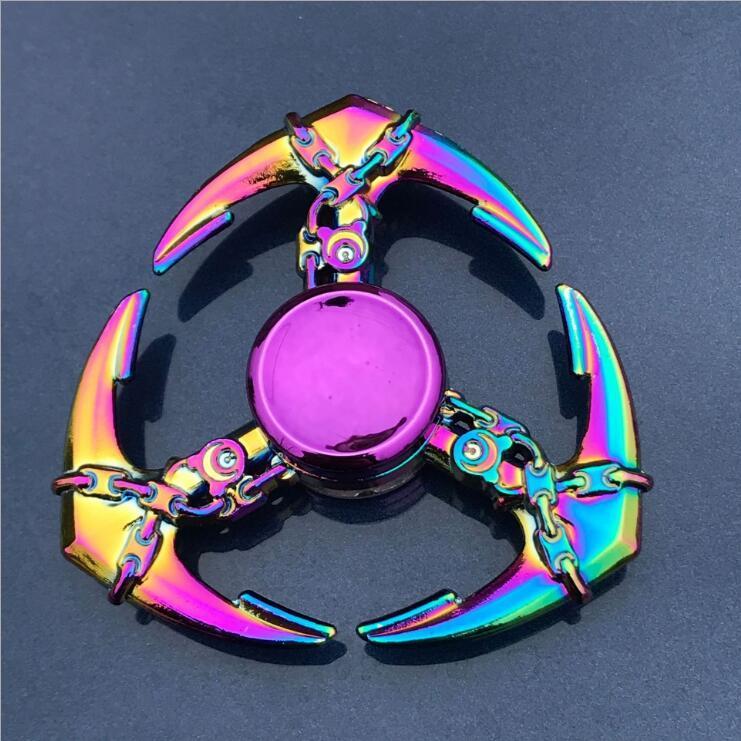 Rainbow Fidget Spinner Edc Hand Toy Metal Adhd Finger Tri Focus Brass New Kids