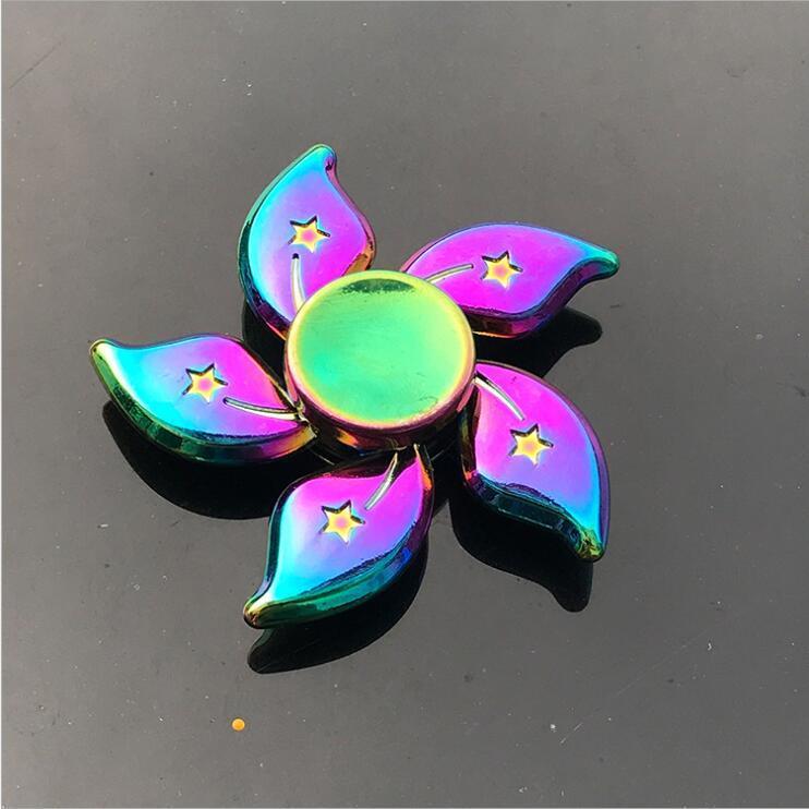 Rainbow Fidget Spinner Edc Hand Toy Metal Adhd Finger Tri Focus Brass New Kids