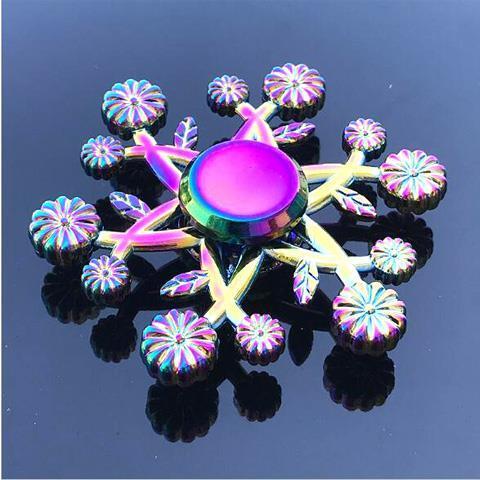 Rainbow Fidget Spinner Edc Hand Toy Metal Adhd Finger Tri Focus Brass New Kids