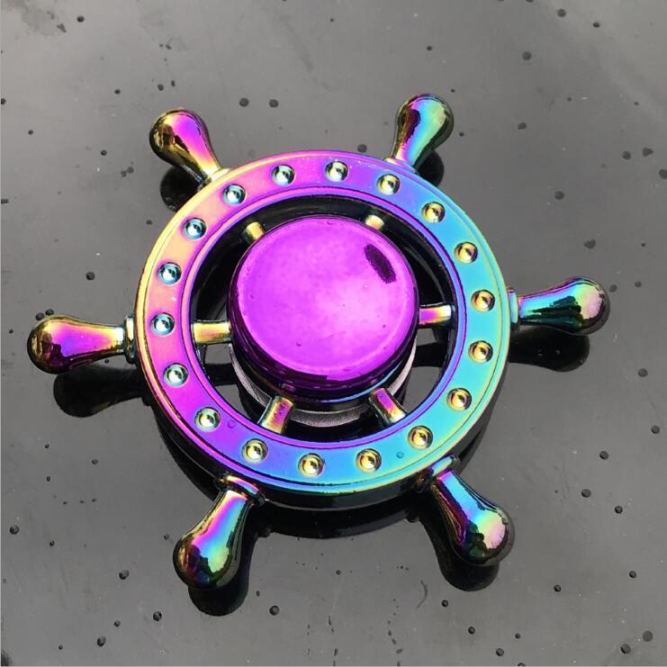 Rainbow Fidget Spinner Edc Hand Toy Metal Adhd Finger Tri Focus Brass New Kids