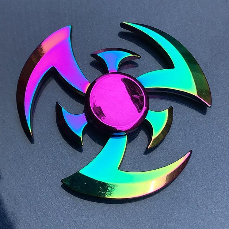 Rainbow Fidget Spinner Edc Hand Toy Metal Adhd Finger Tri Focus Brass New Kids