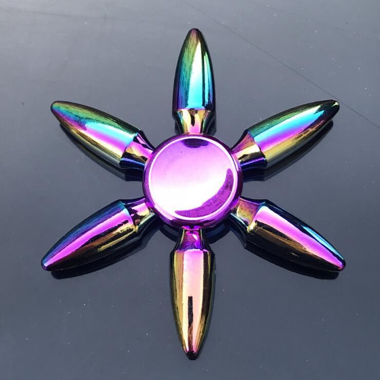 Rainbow Fidget Spinner Edc Hand Toy Metal Adhd Finger Tri Focus Brass New Kids