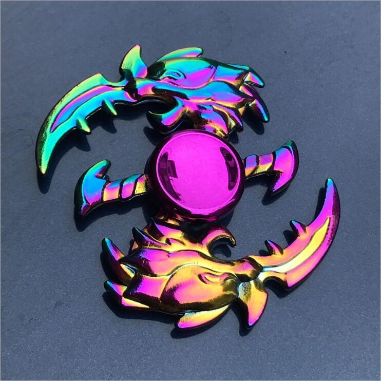 Rainbow Fidget Spinner Edc Hand Toy Metal Adhd Finger Tri Focus Brass New Kids