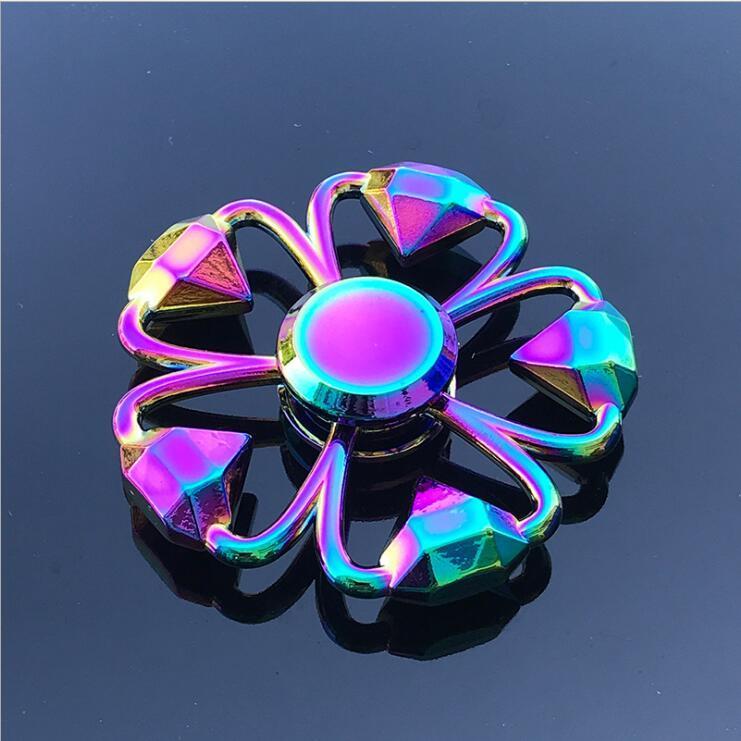 Rainbow Fidget Spinner Edc Hand Toy Metal Adhd Finger Tri Focus Brass New Kids