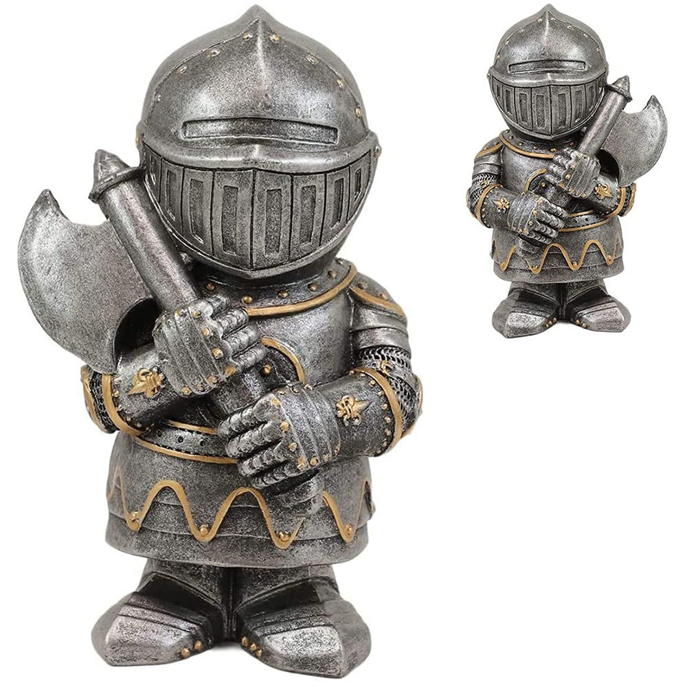 Knight Gnomes Guard Garden Statues Resin Knight Dwarf Warrior Gnome Figurines Funny Cavalier Paladin Sculptures For Lawn Decor