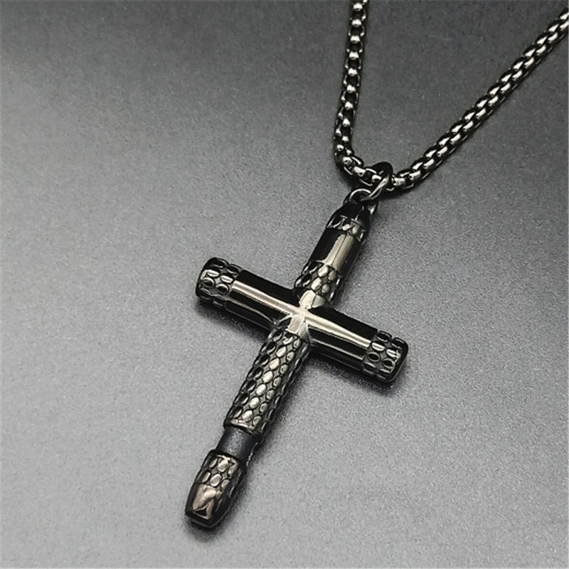 Hip Hop Retro Cross Necklace Ornament