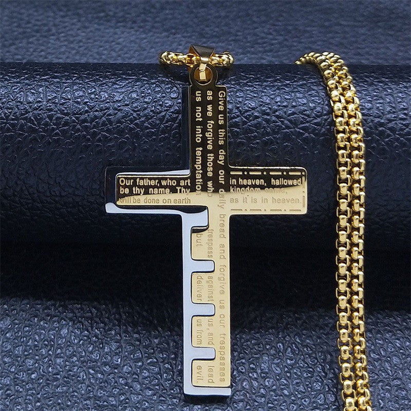 Stainless Steel Niche Cross Pendant Ornaments Snake Bones Chain Titanium Steel Necklace