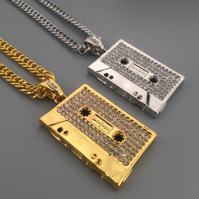 Tape microphone pendant necklace