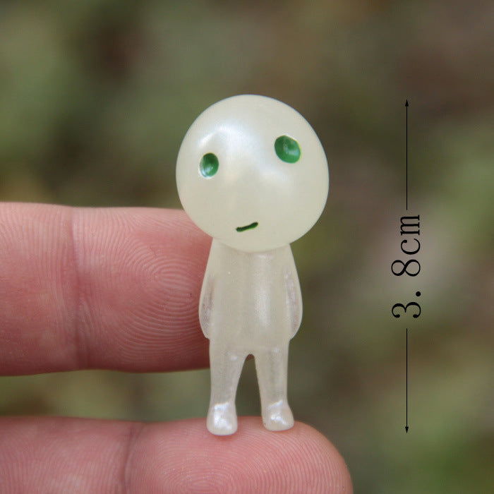 Car Ornament Resin Cute Mini Luminous Decoration Alien Dolls Automobiles Interior Forest Spirit Elf Decor For Princess Mononoke