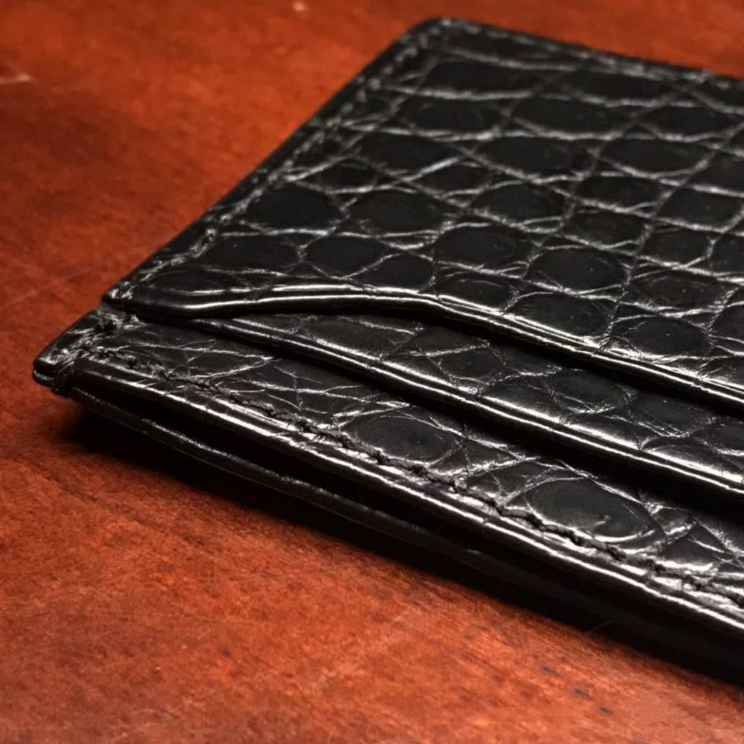 Crocodile Pattern Genuine Leather Fashionable Men's Multi Card Wallet