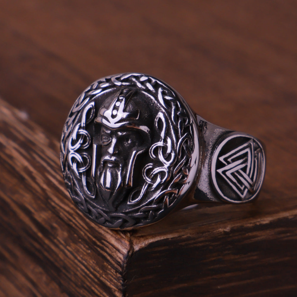 Viking Aoding Celtic Titanium Steel Ring Nordic Rune