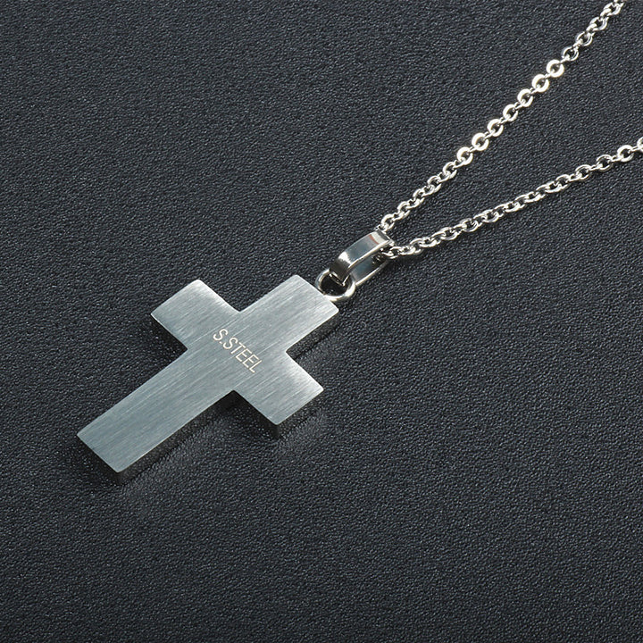 Titanium Black Carbon Fiber Pendant Cross Necklace