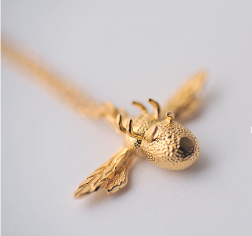 Fashion gold-plated silver bee necklace bee pendant