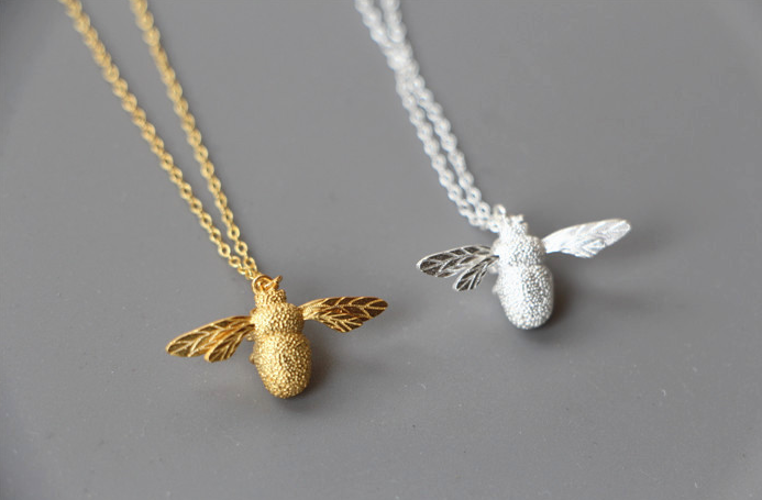 Fashion gold-plated silver bee necklace bee pendant