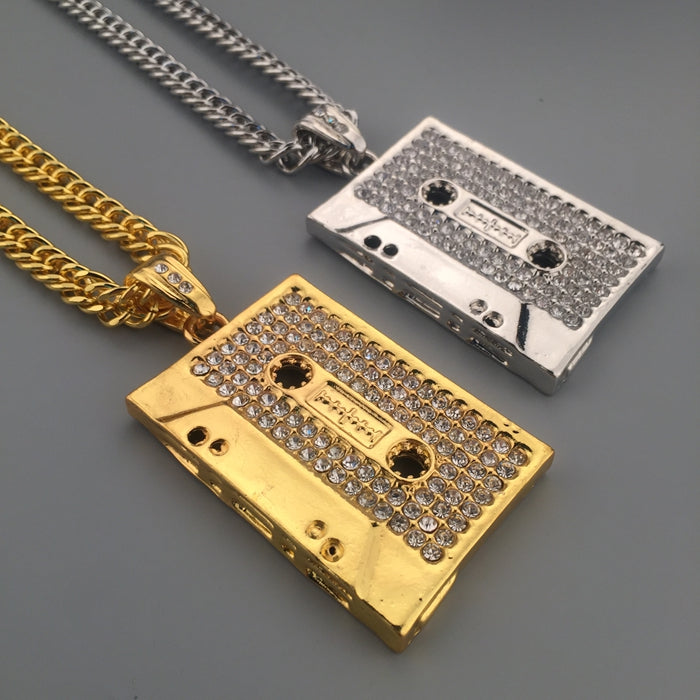 Tape microphone pendant necklace