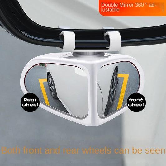 Car Reversing Small Round Mirror Front And Rear Wheel Wide-Angle Mirror Double-Sided Auxiliary Rearview 360 Adjustable Wide Angle Side Rear View Mirror For Car