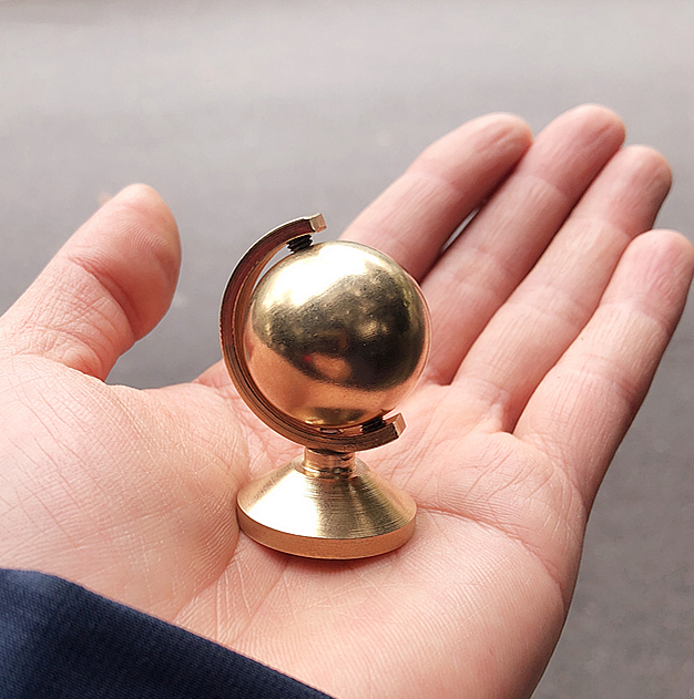 Pure Copper Globe Fidget Spinner Play Ornament