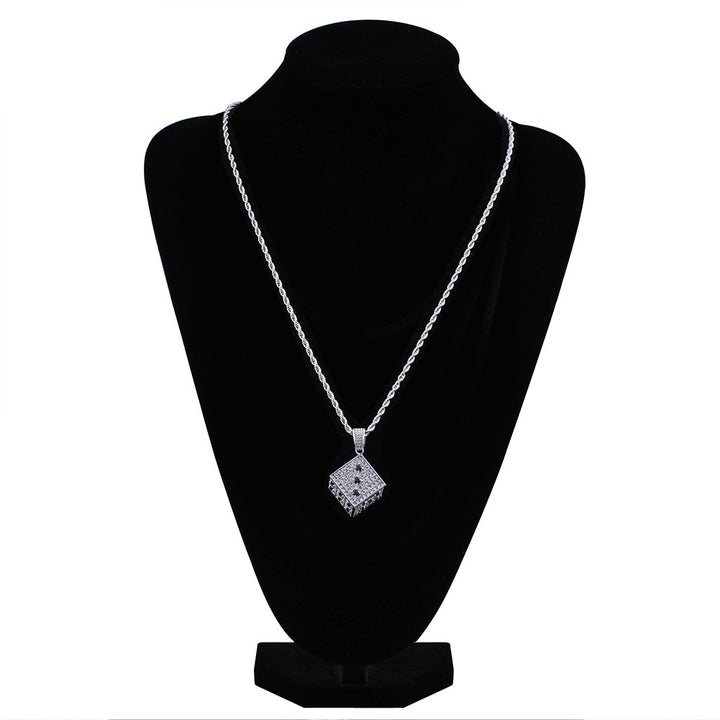 Black and white double color dice zircon pendant