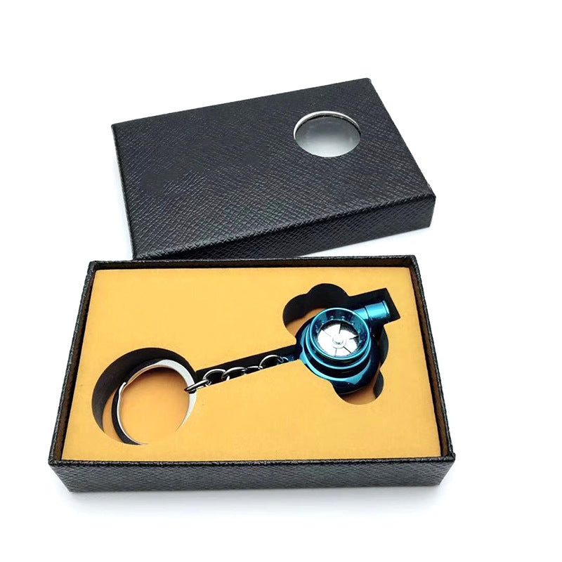 Car Turbo Keychain Metal Creativity High-grade Luminous LED Turbine Key Ring Pendant