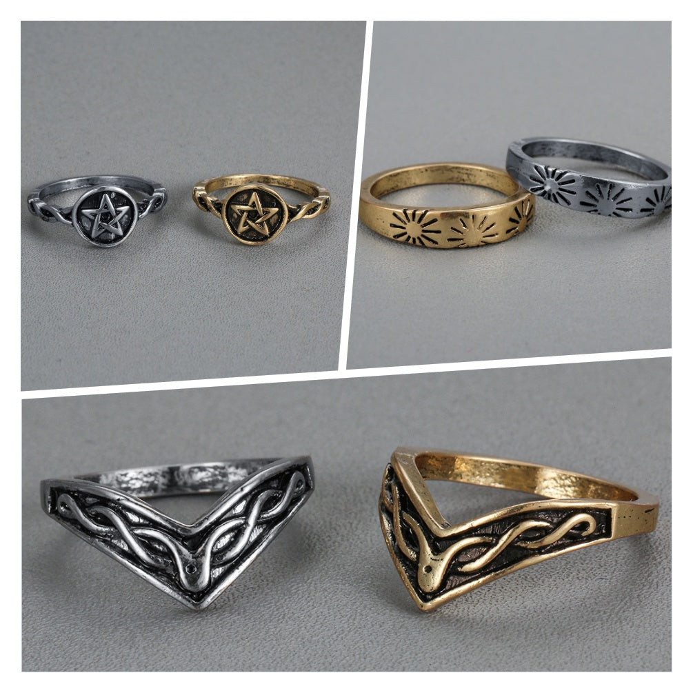 Hip-hop fashion trendy men retro rings