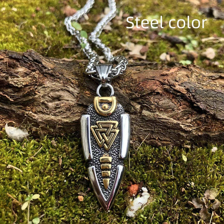 Stainless Steel Viking Arrow Pendant Triangular Rune