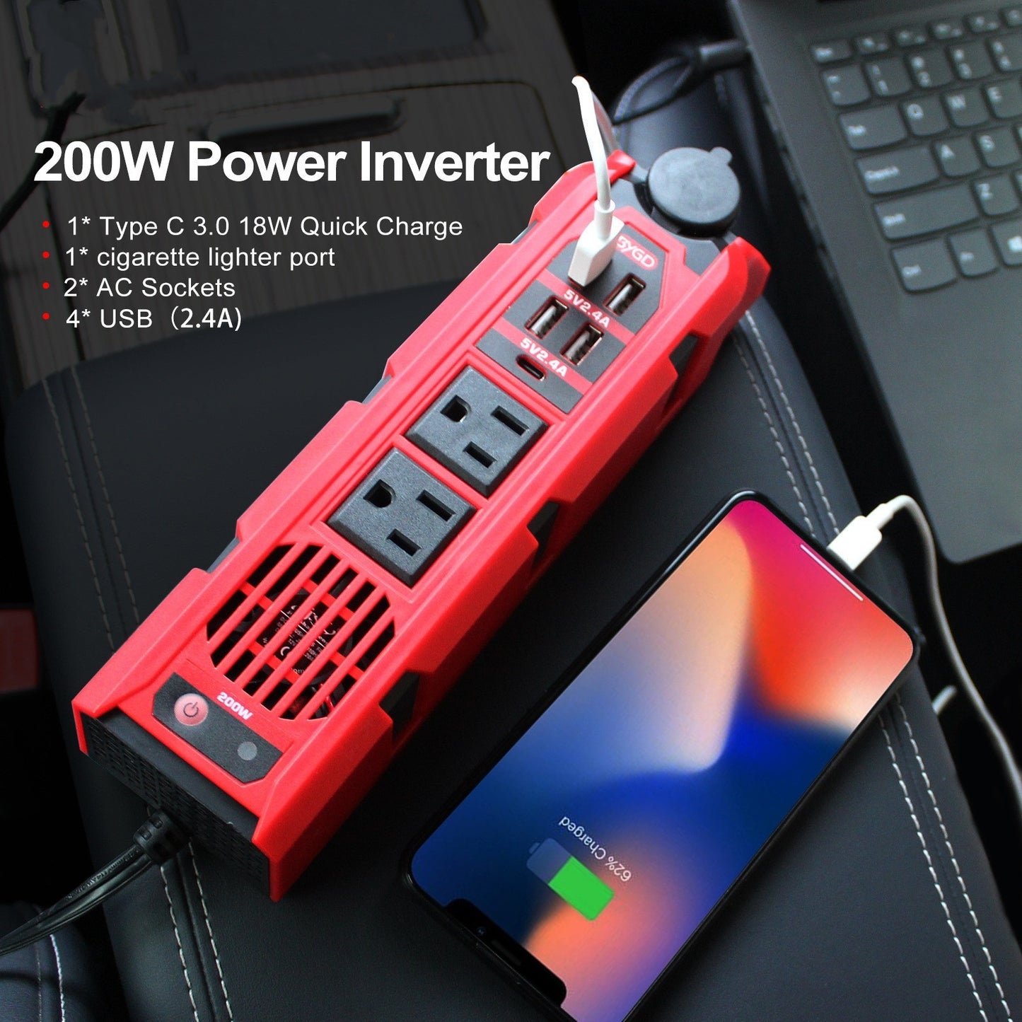 Multifunctional Power Strip 12V To 110V Correction Wave Convenient Inverter