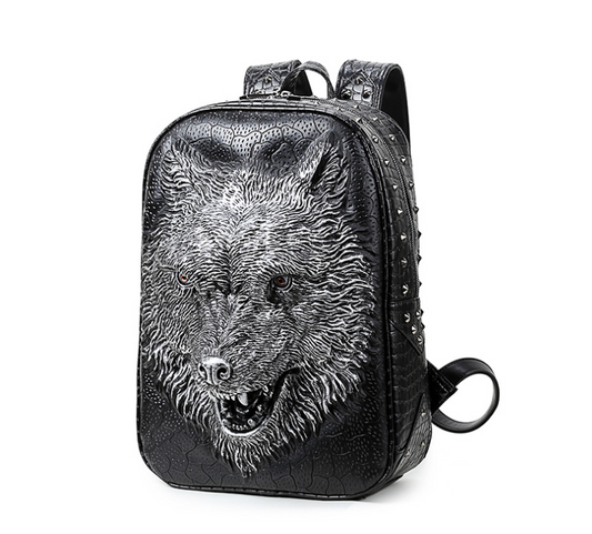 3D Wolf Head Student Backpack Korean Edition Bags Shoulder Bags for Men and Women