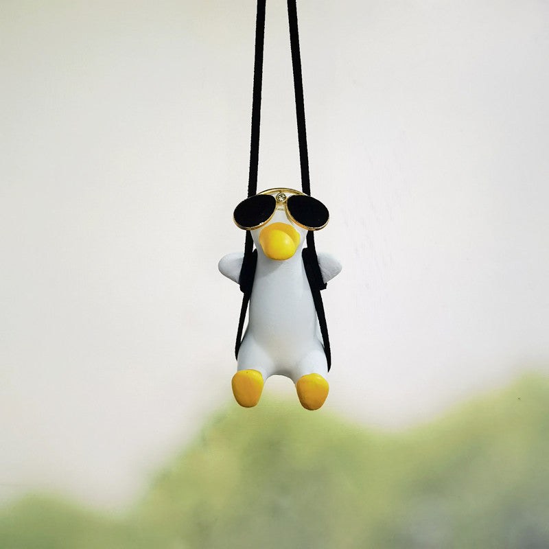 Car Pendant Cute Anime Little Duck Swing Auto Rearview Mirror Hanging Ornaments Interior Decoraction Accessories For Girls Gifts