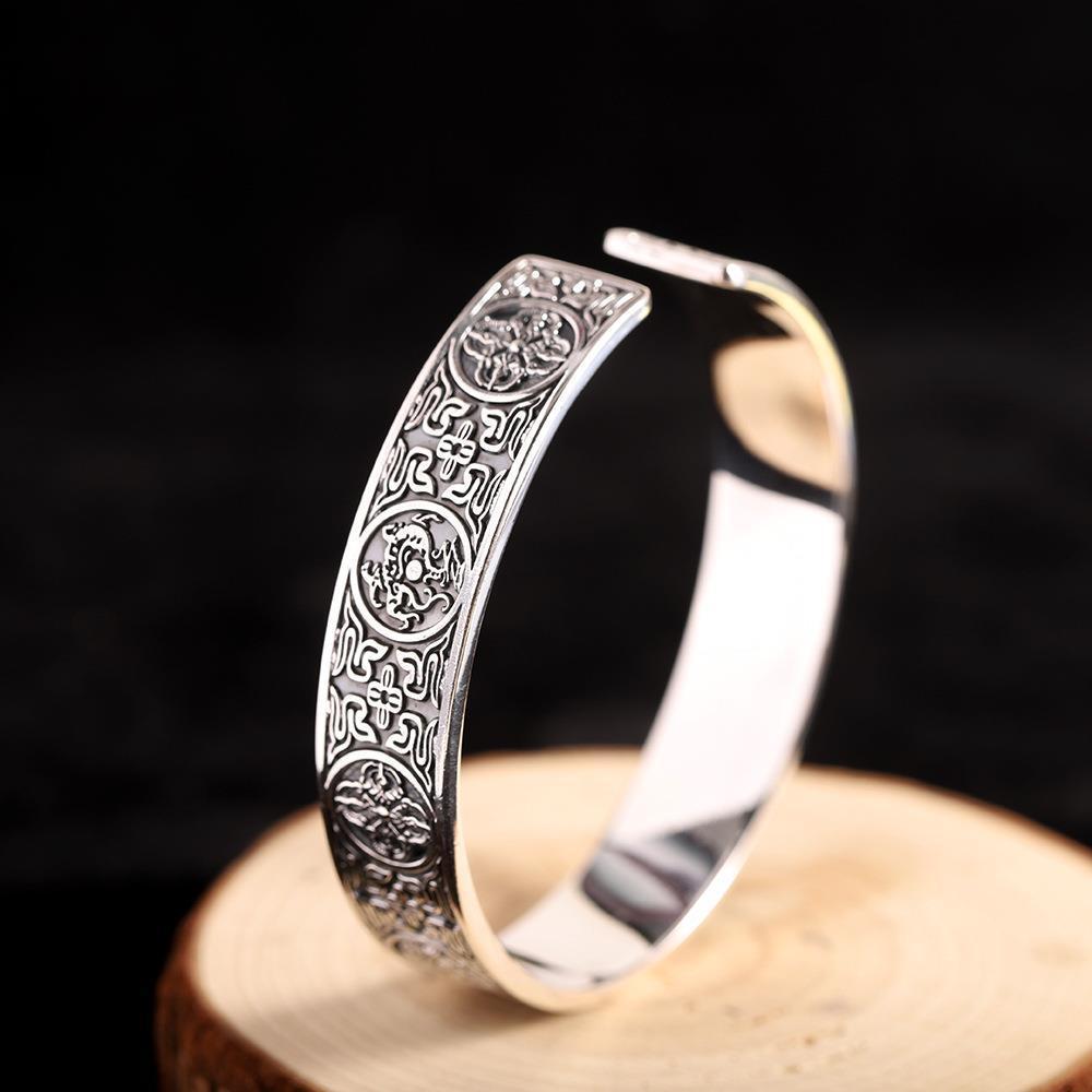 Simple 999 Sterling Silver Bracelet Wide Men