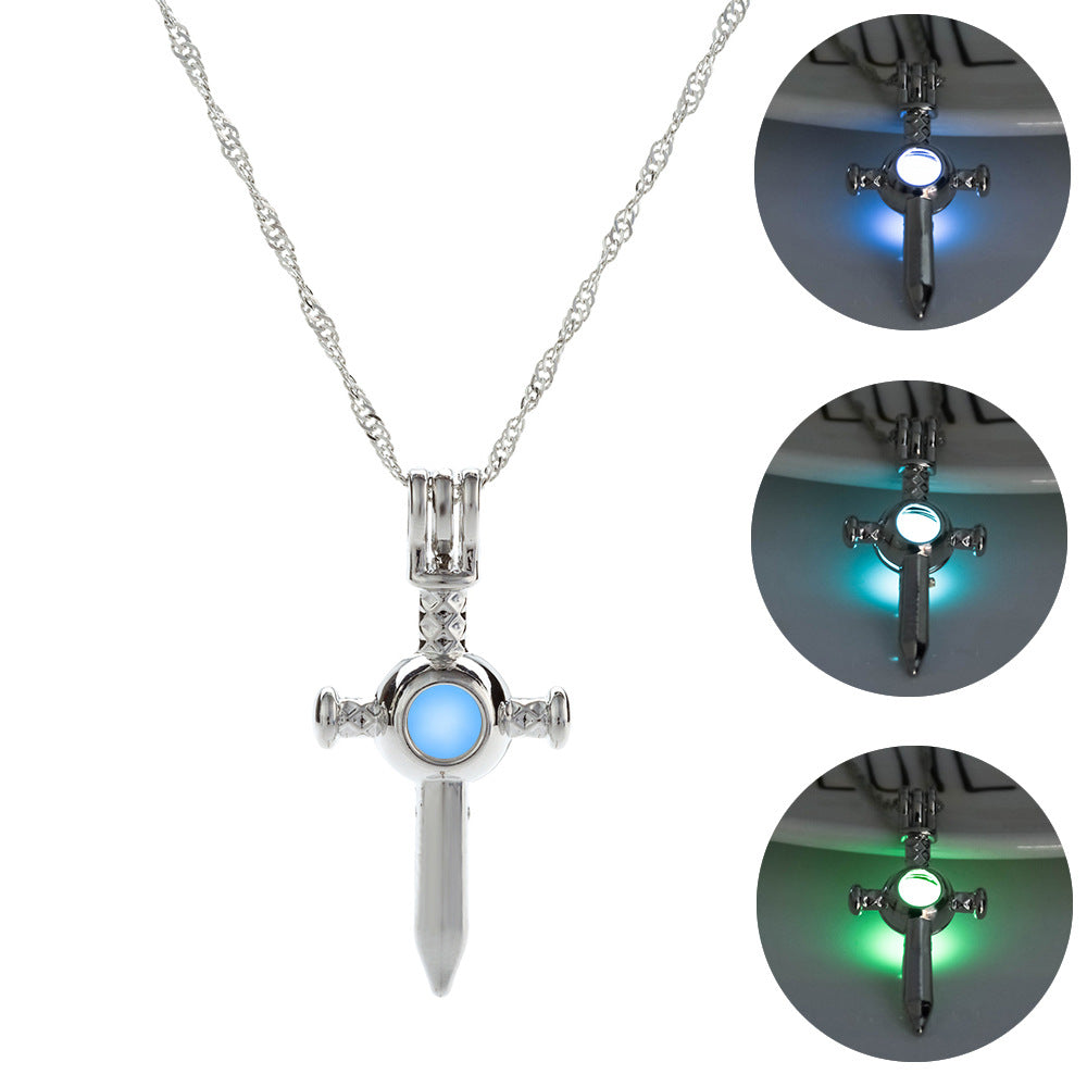 Creative Luminous Sword Openable Hollow Pendant