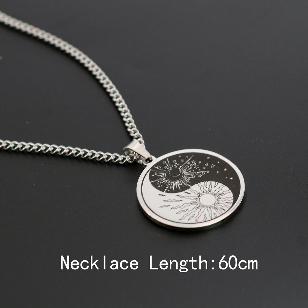 Men's Stainless Steel Creative Round Pendant Necklace