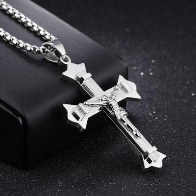 Cross Christ Jesus Pendant Necklace Stainless