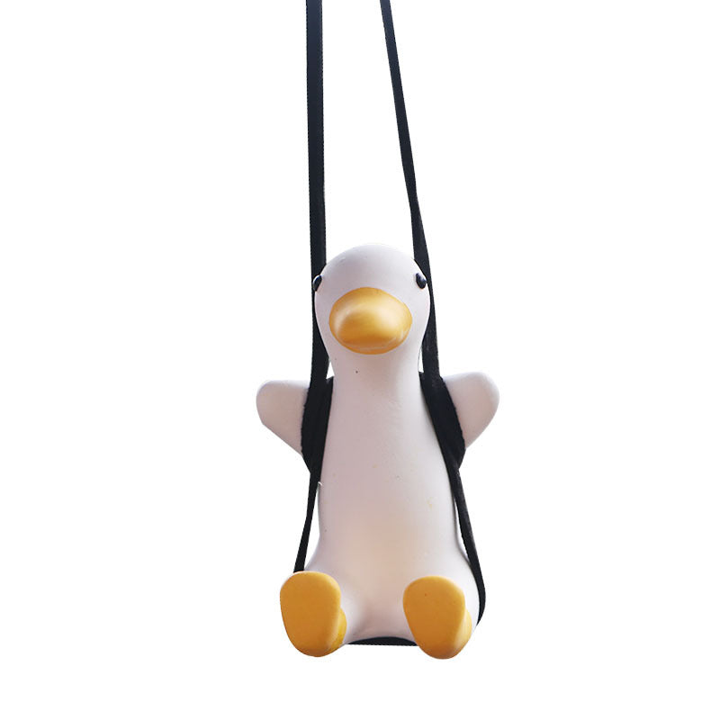 Cute Anime Car Accessorie Swing Duck Pendant Auto Rearview Mirror Ornaments Birthday Gift Auto Decoraction Car Fragrance