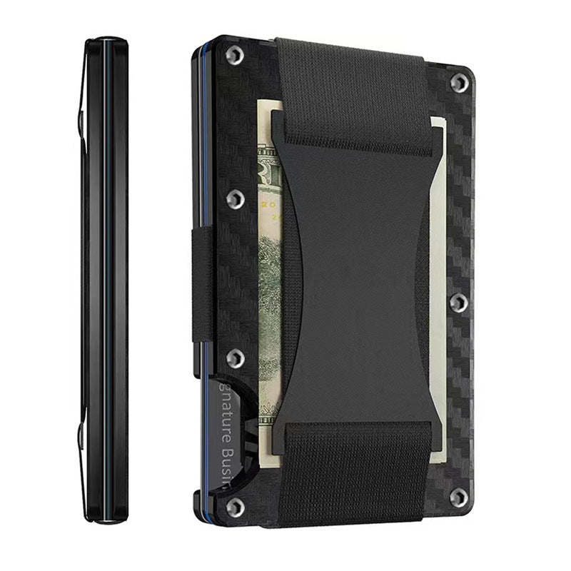 Metal Card Wrapped Carbon Fiber Wallet RFID Anti-theft Brush