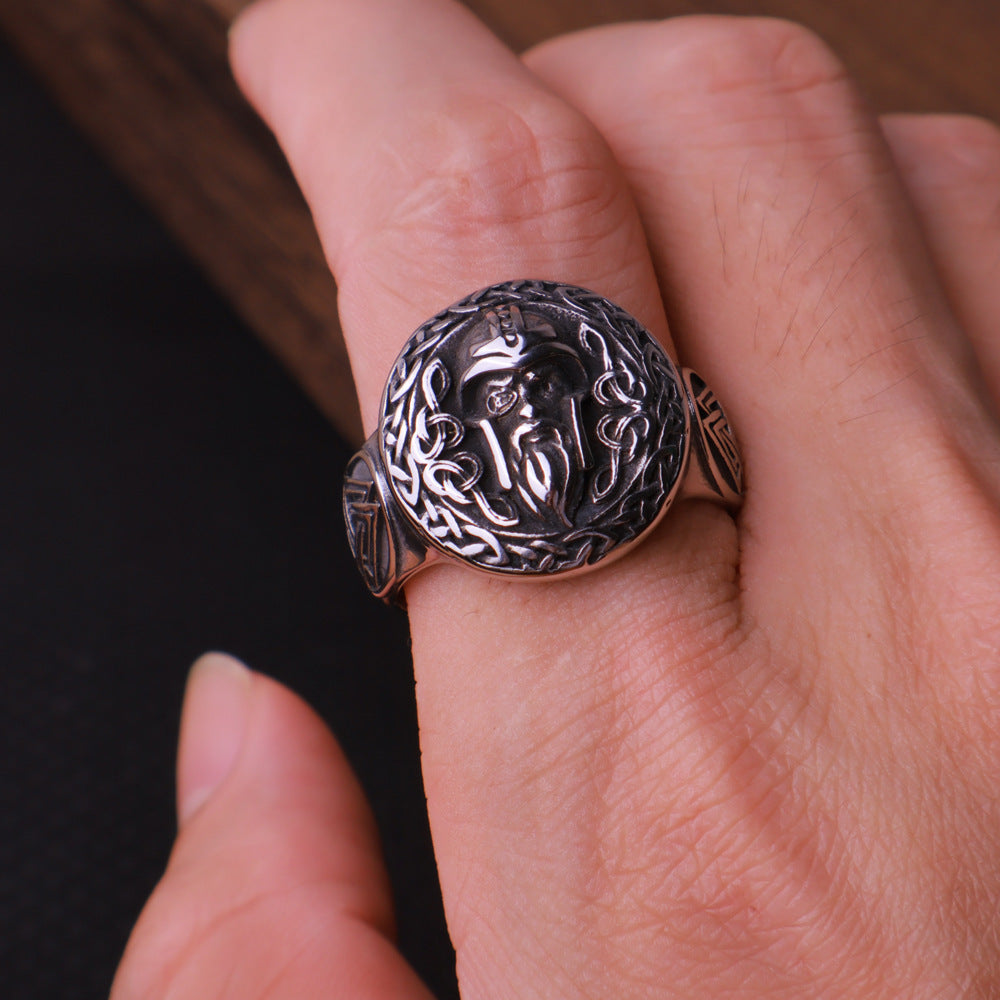 Viking Aoding Celtic Titanium Steel Ring Nordic Rune