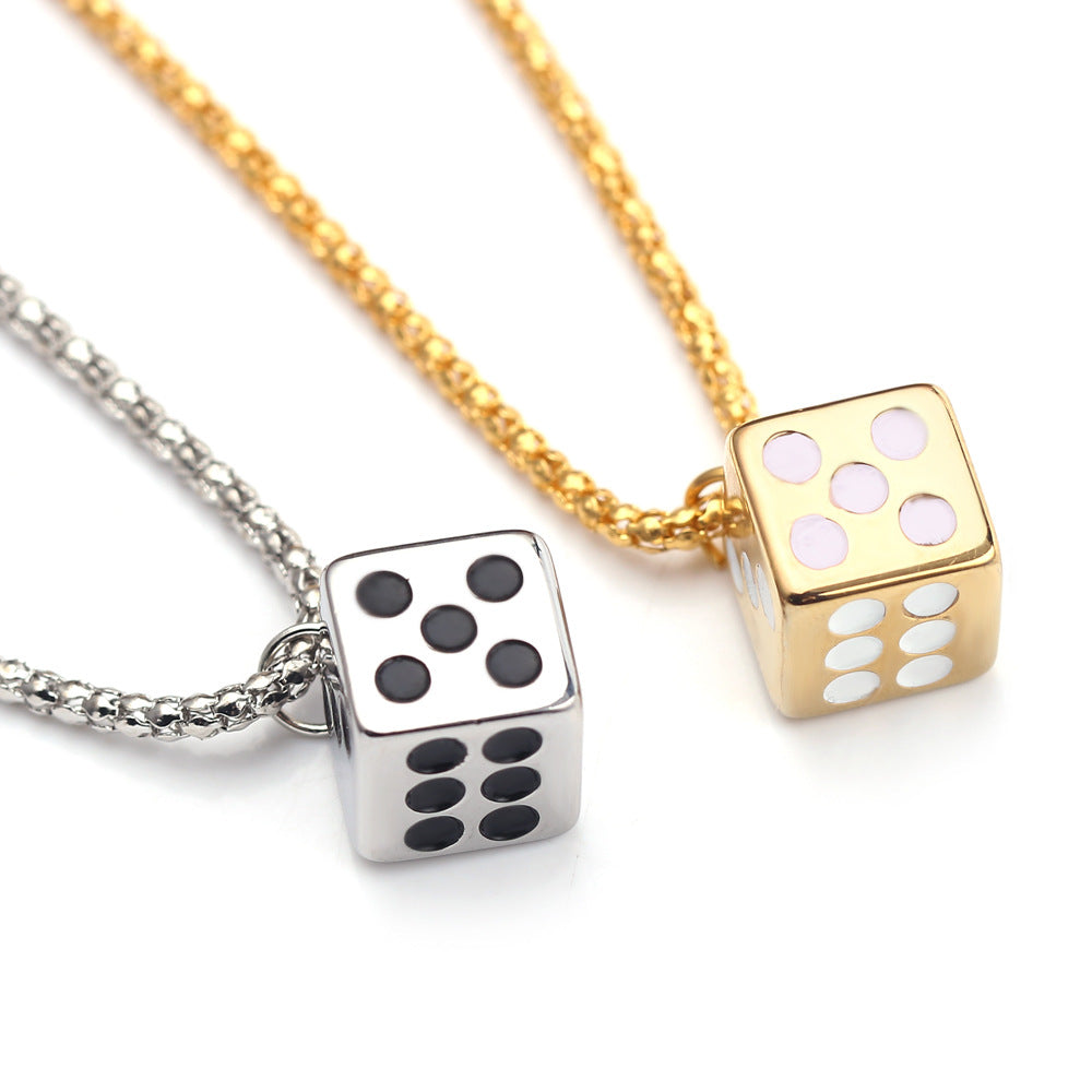 Pure Color Lucky Dice All-match Men And Women Couple Pendant