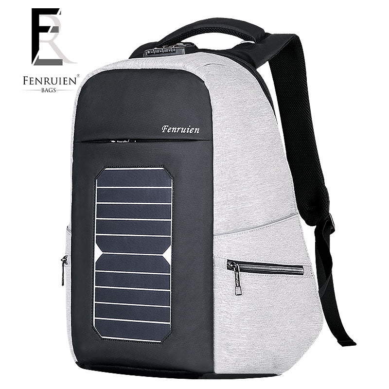 New solar charge outdoor double shoulder bag men business custom anti-theft backpack 15 inch Laptop Bag